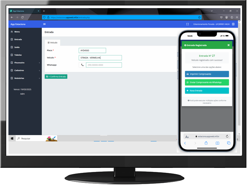 Tela de entrada do App Estaciona